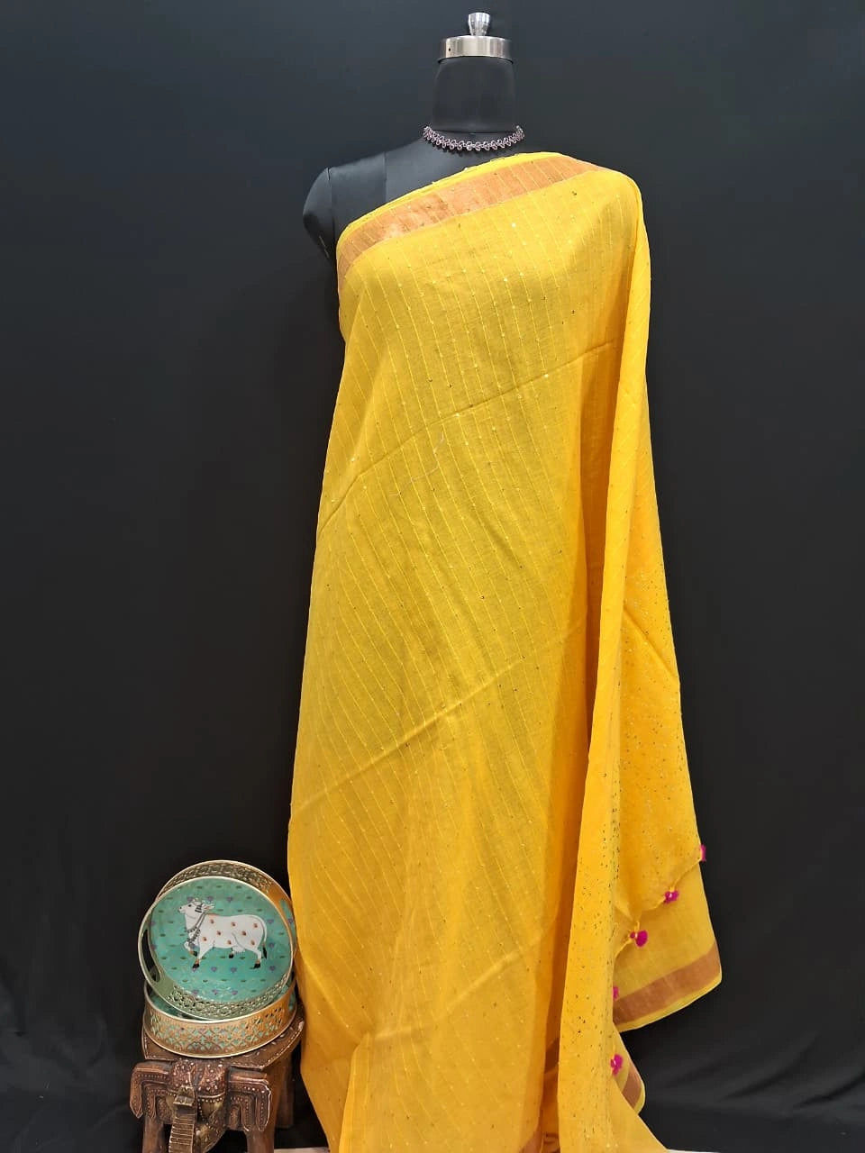 Mango Yellow Khadhi Cotton Saree 