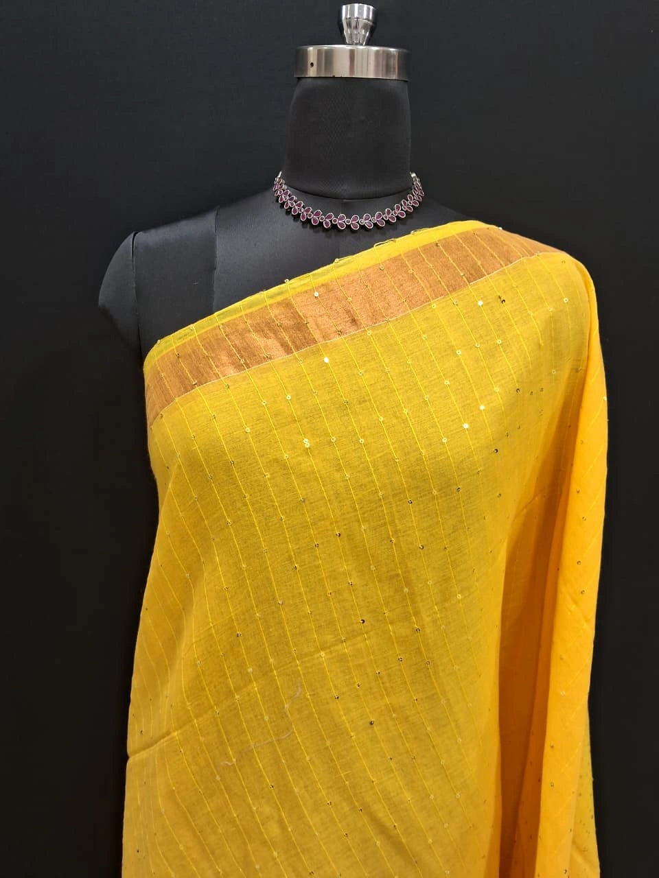 Mango Yellow Khadhi Cotton Saree 1