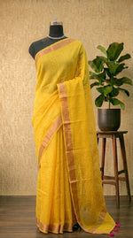 Mango Yellow Khadhi Cotton Saree 