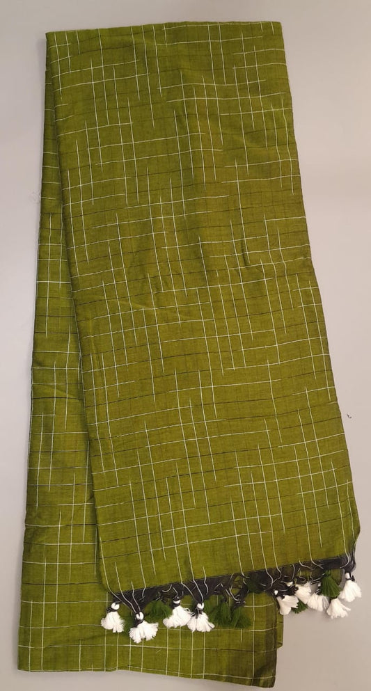 Mehendi Green Khadhi Ikkat Cotton Saree