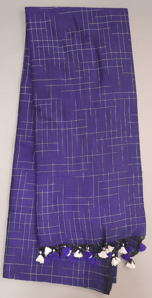 Royal Blue Khadhi Ikkat Cotton Saree