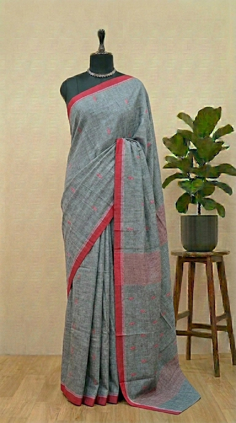 Elephant Grey Khadhi cotton saree 