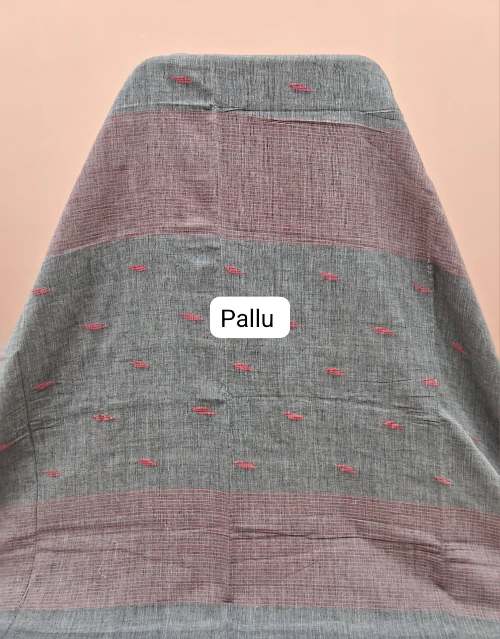 Elephant Grey Khadhi cotton saree pallu