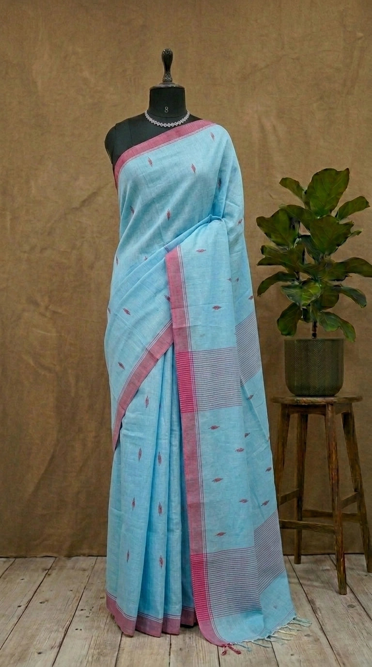 Sky Blue Khadhi cotton saree 