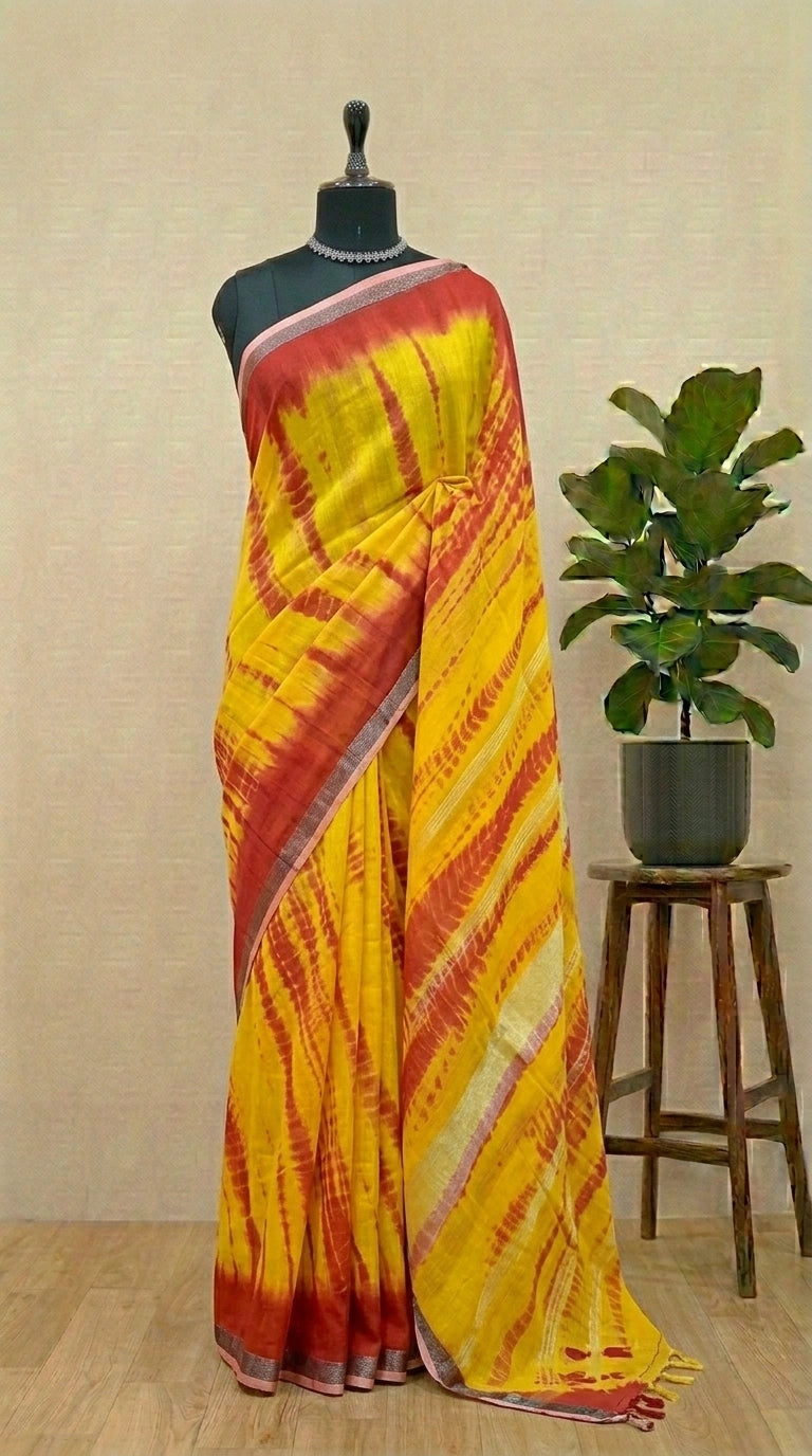 Vibrant Mango yellow Khadhi Cotton Saree 