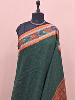 Bottle Green Khadhi Cotton Saree 1