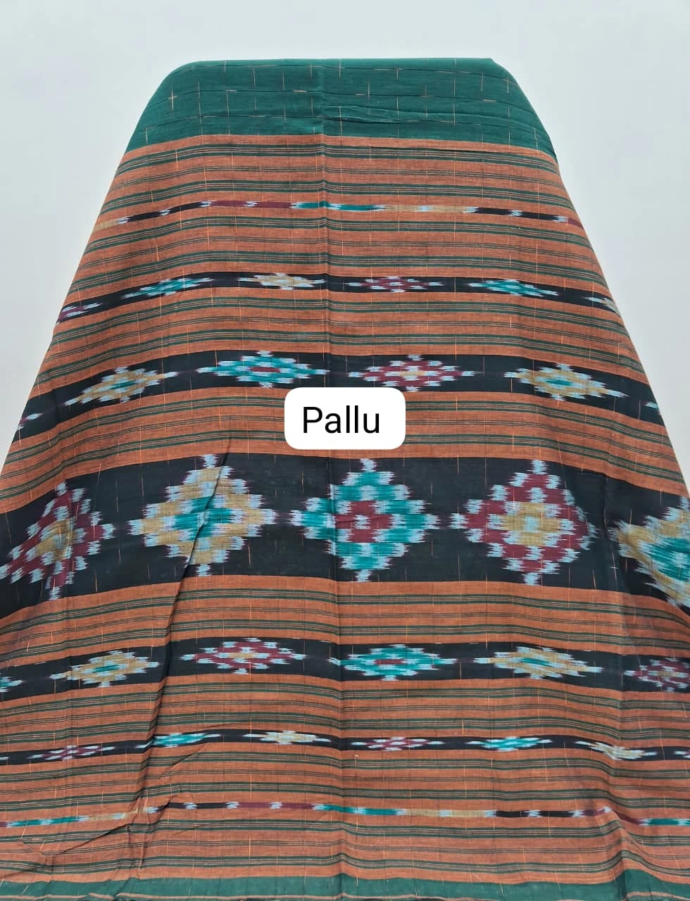 Bottle Green Khadhi Cotton Saree pallu