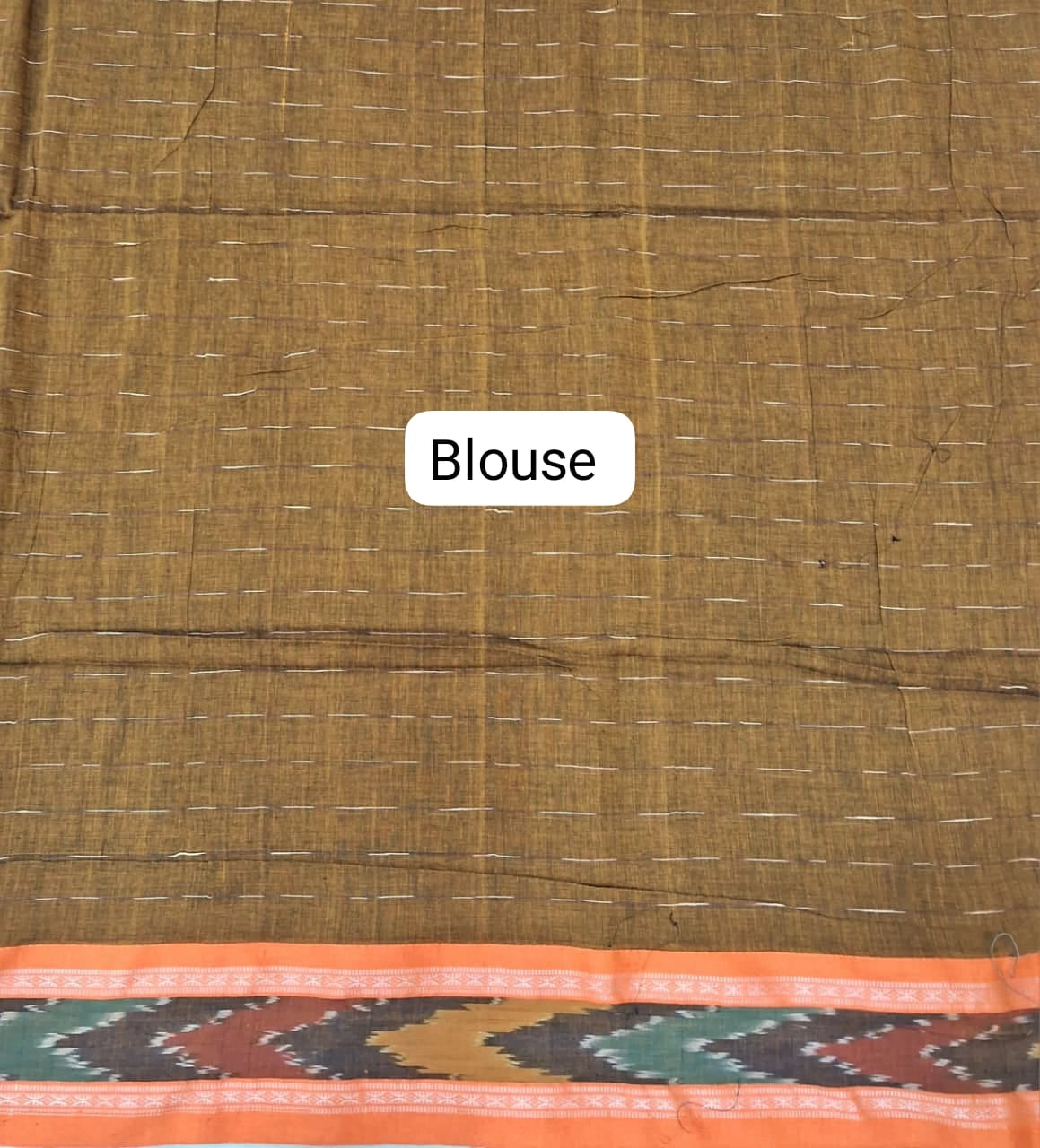 Elegant Olive Green Khadhi Cotton Saree blouse