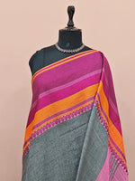 Elephant grey Khadhi Cotton Saree 1