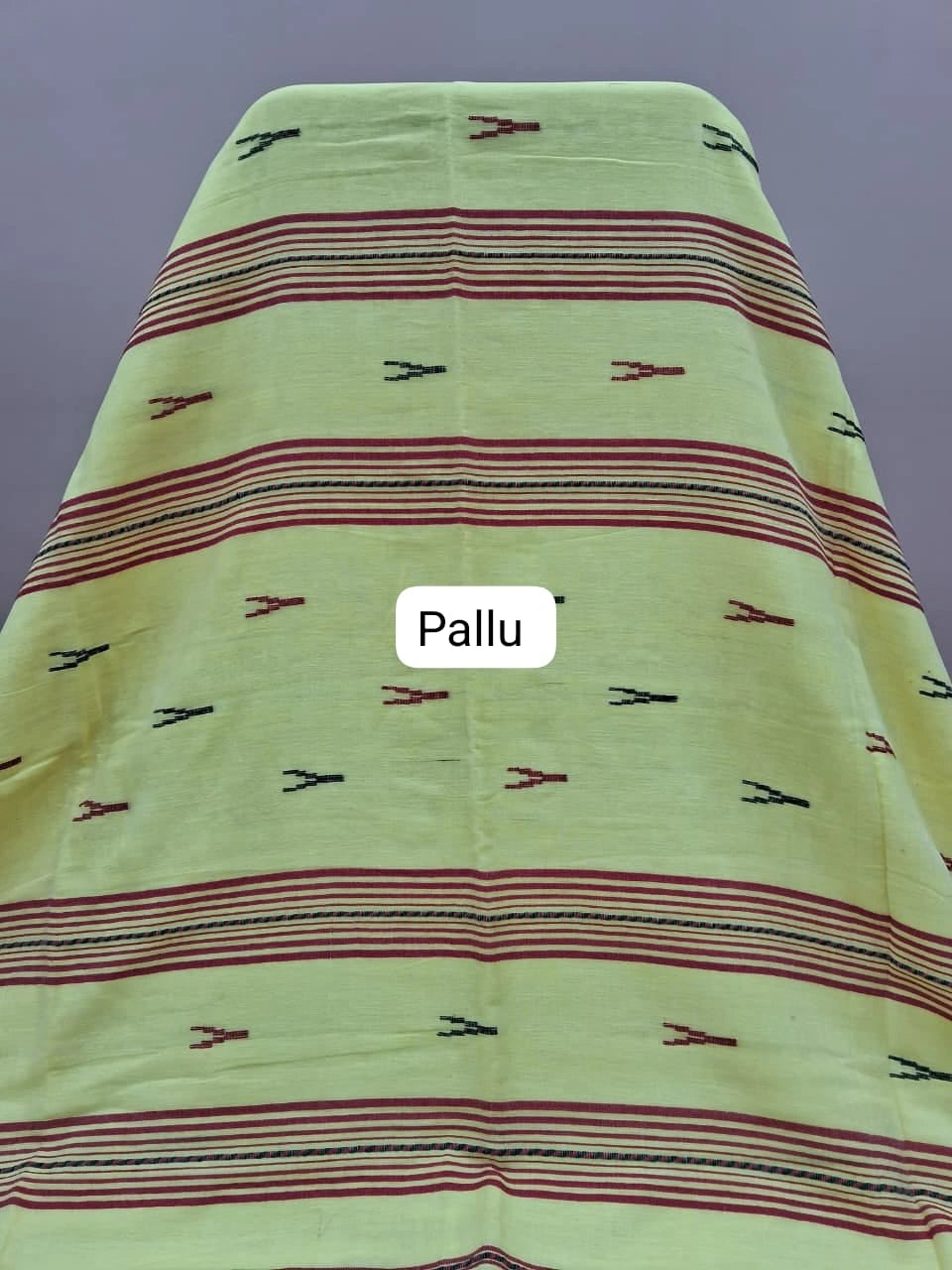 Lemon yellow Khadhi Cotton Saree pallu