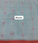 Caribbean blue Khadhi Cotton Saree blouse