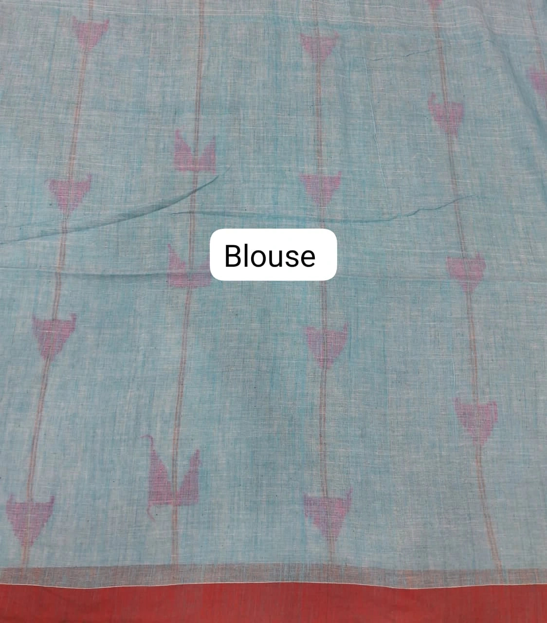 Caribbean blue Khadhi Cotton Saree blouse