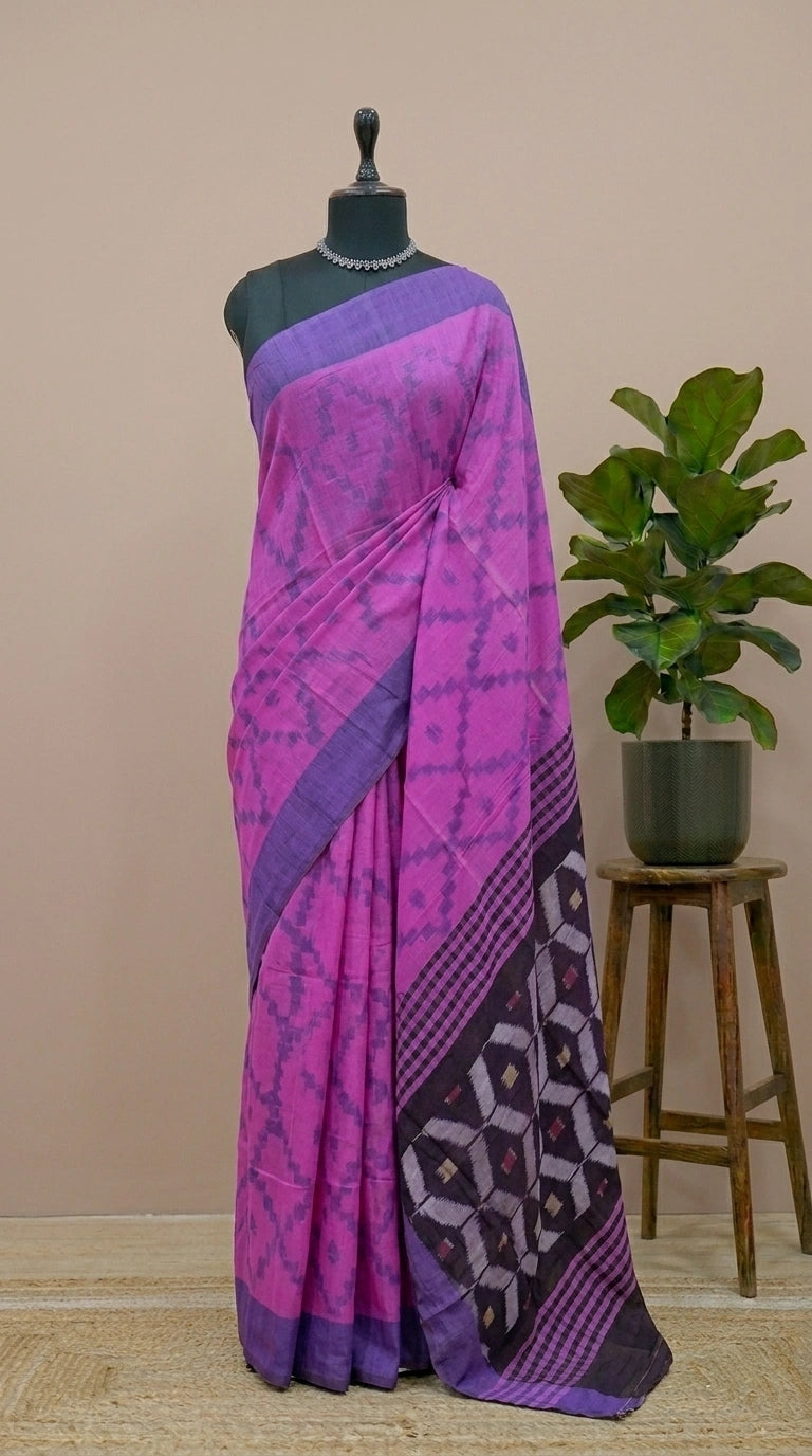 Raspberry pink Khadhi cotton saree 