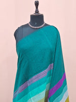 Teal green khadhi Cotton Saree 1