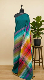 Teal green khadhi Cotton Saree