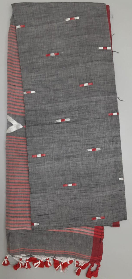 Grey Khadi Cotton Saree