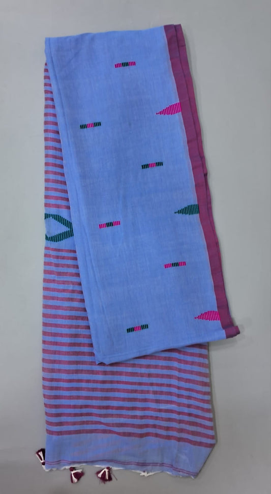 Ocean blue Khadi Cotton Saree