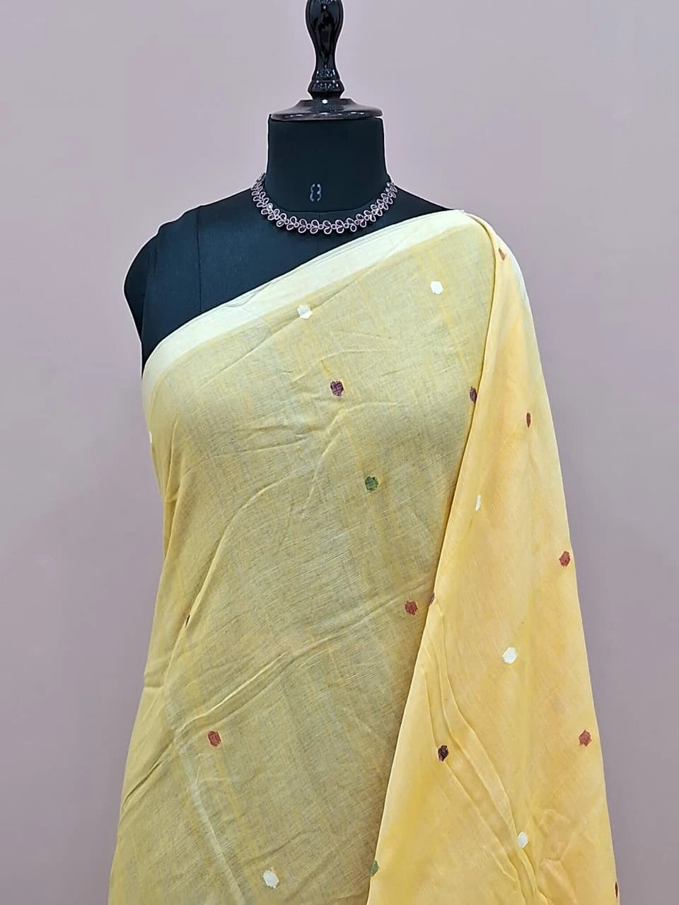 Light yellow khadhi Cotton Saree 1