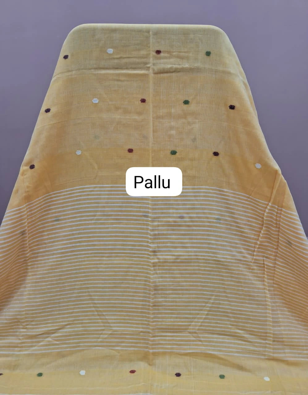 Light yellow khadhi Cotton Saree pallu
