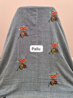 Elephant grey khadhi Cotton Saree pallu