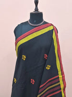 Black khadhi cotton saree 1