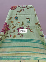 Pale Yellow Khadhi Cotton Saree pallu