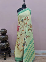 Pale Yellow Khadhi Cotton Saree