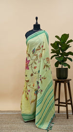 Pale Yellow Khadhi Cotton Saree