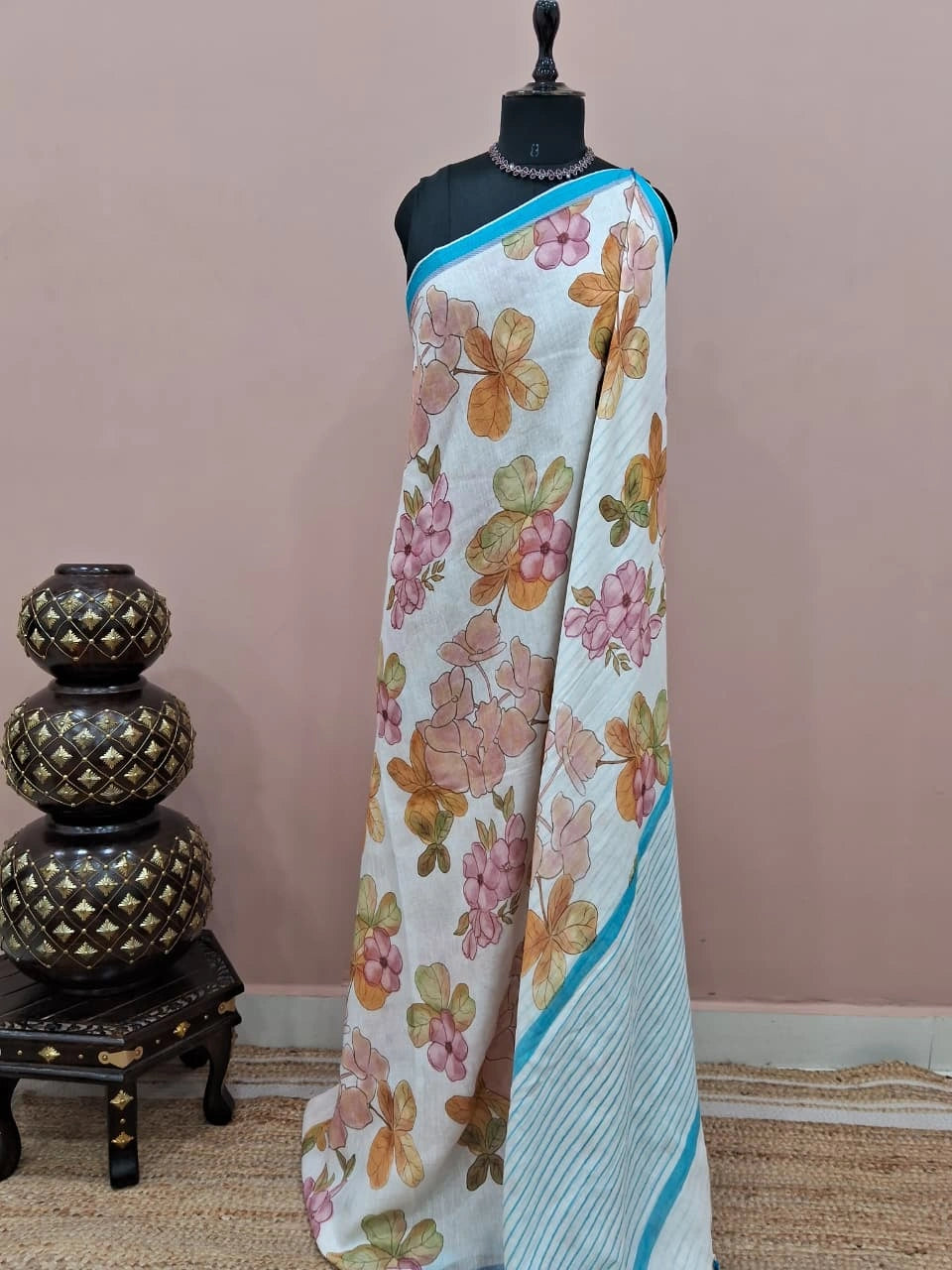White Khadhi Cotton Saree