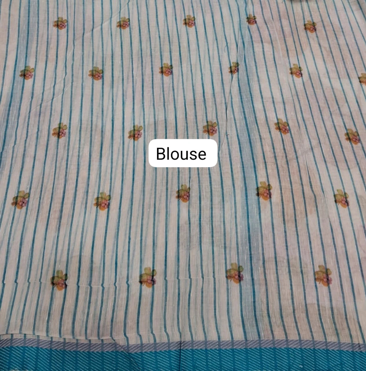 White Khadhi Cotton Saree Blouse