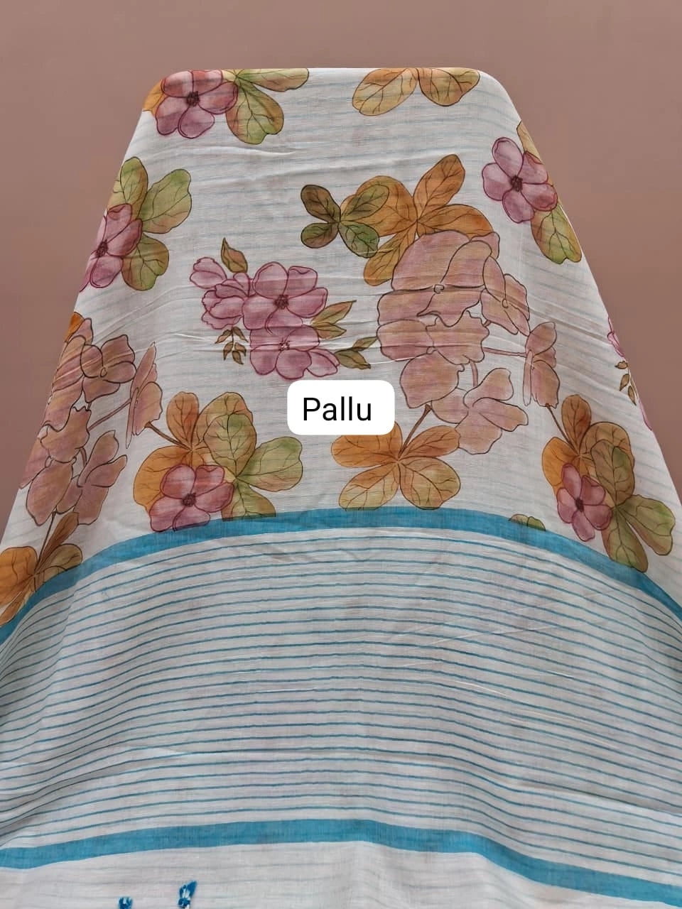White Khadhi Cotton Saree pallu