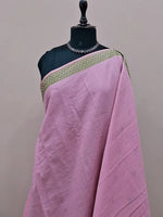 Light Pink Plain Khadhi Cotton Saree 1