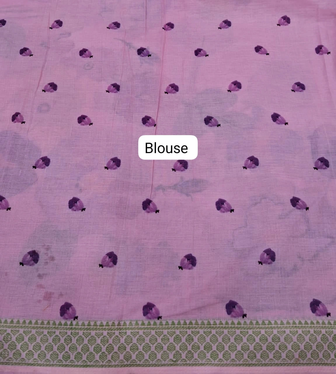 Light Pink Plain Khadhi Cotton Saree Blouse