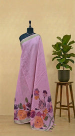 Light Pink Plain Khadhi Cotton Saree