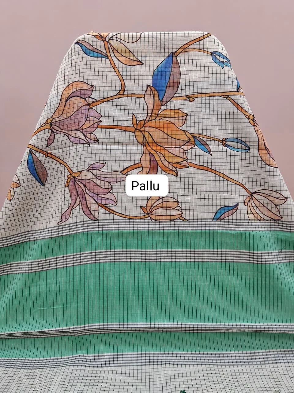 Off-White Khadhi Cotton Saree pallu