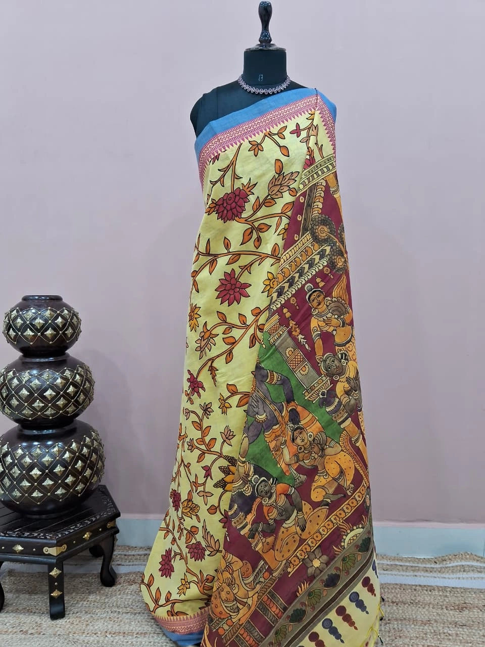 Light Yellow Khadhi Cotton Saree