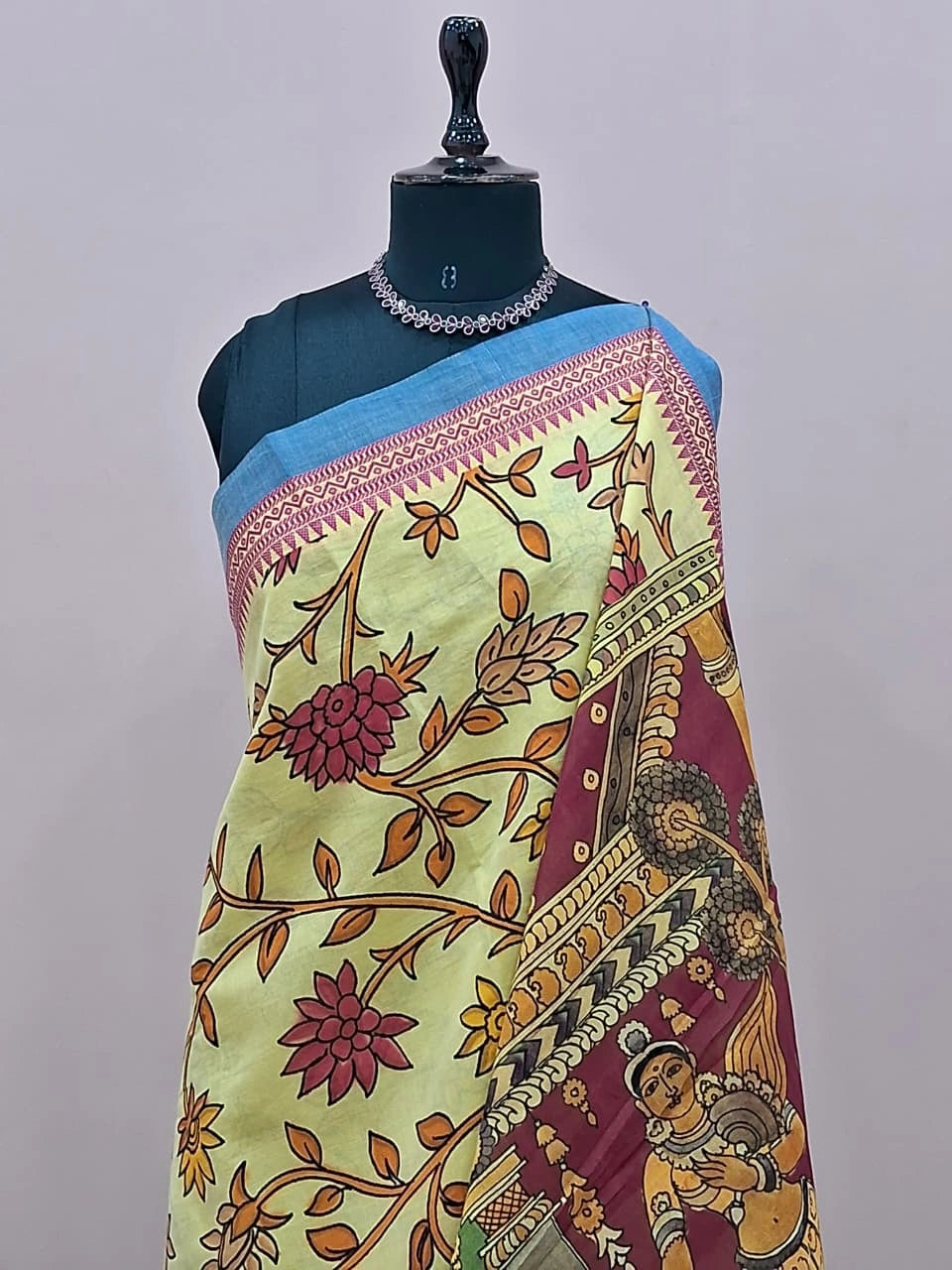 Light Yellow Khadhi Cotton Saree 1