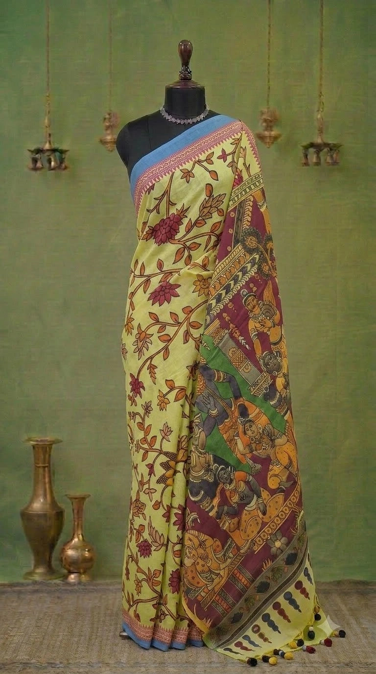 Light Yellow Khadhi Cotton Saree