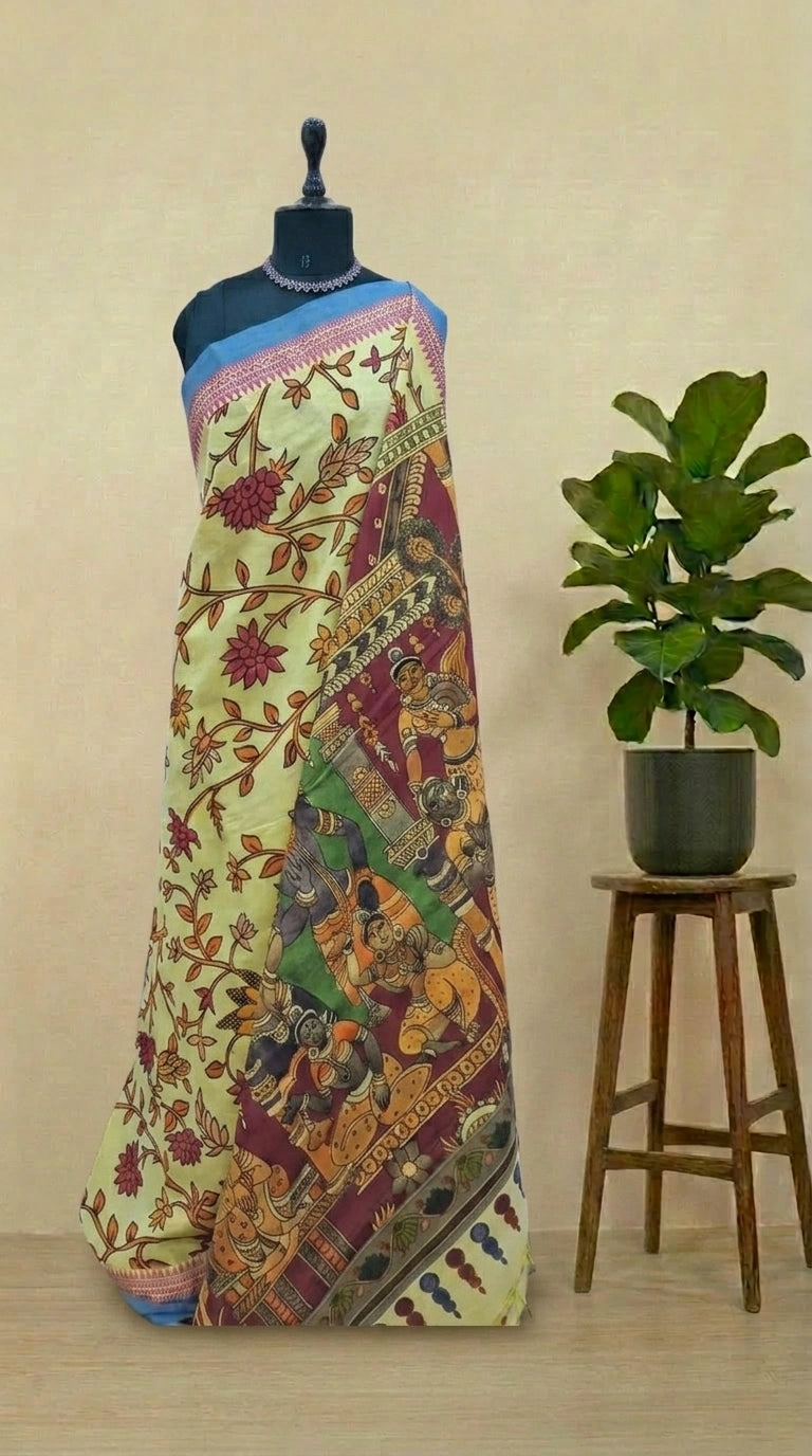 Light Yellow Khadhi Cotton Saree