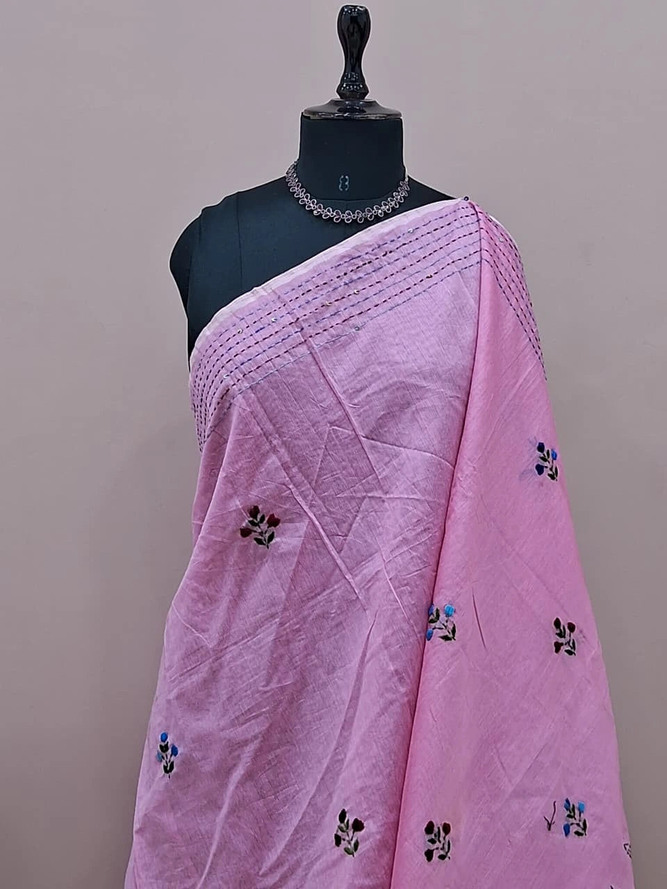 Baby Pink Khadhi Cotton Saree  1