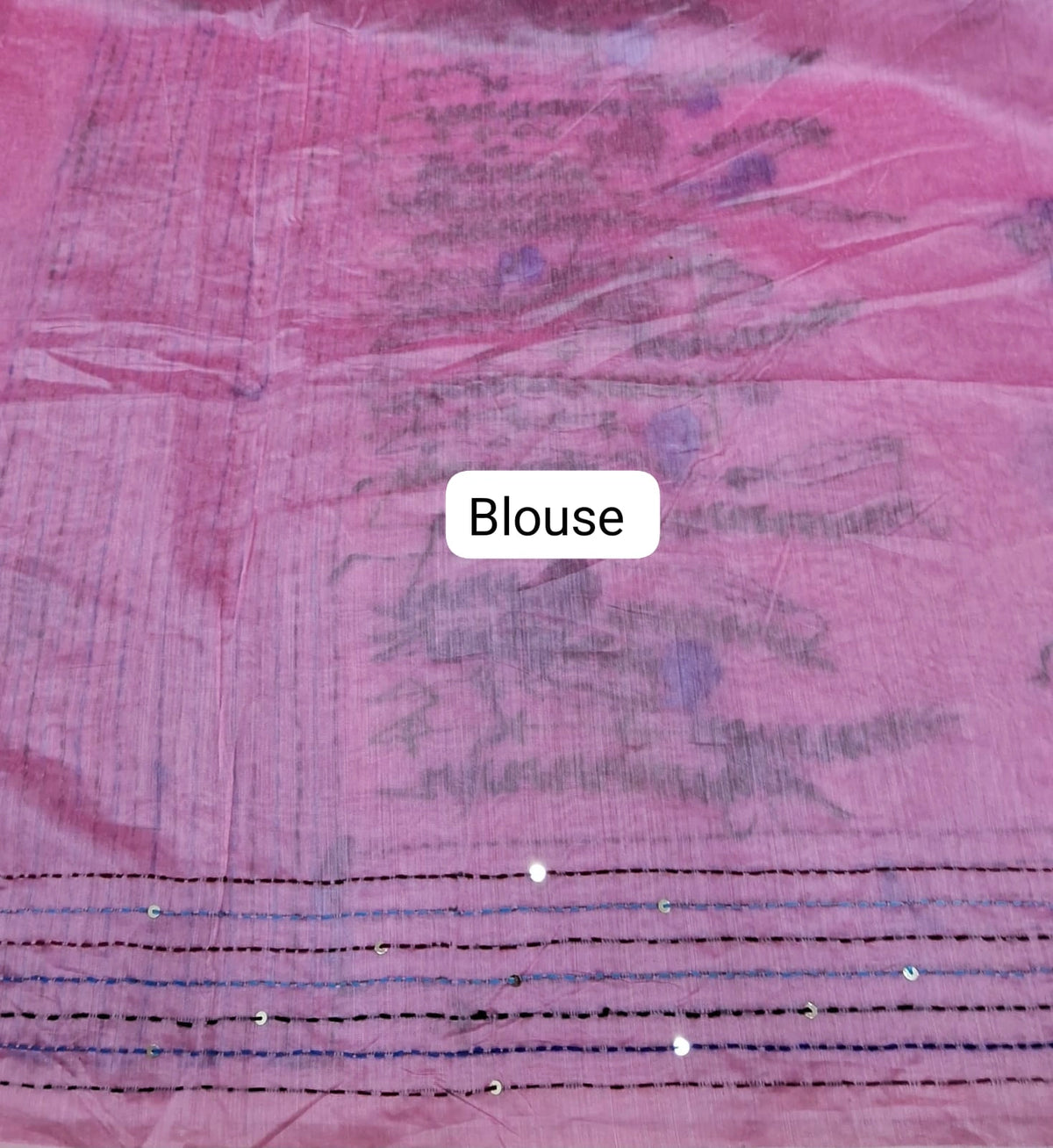 Baby Pink Khadhi Cotton Saree Blouse