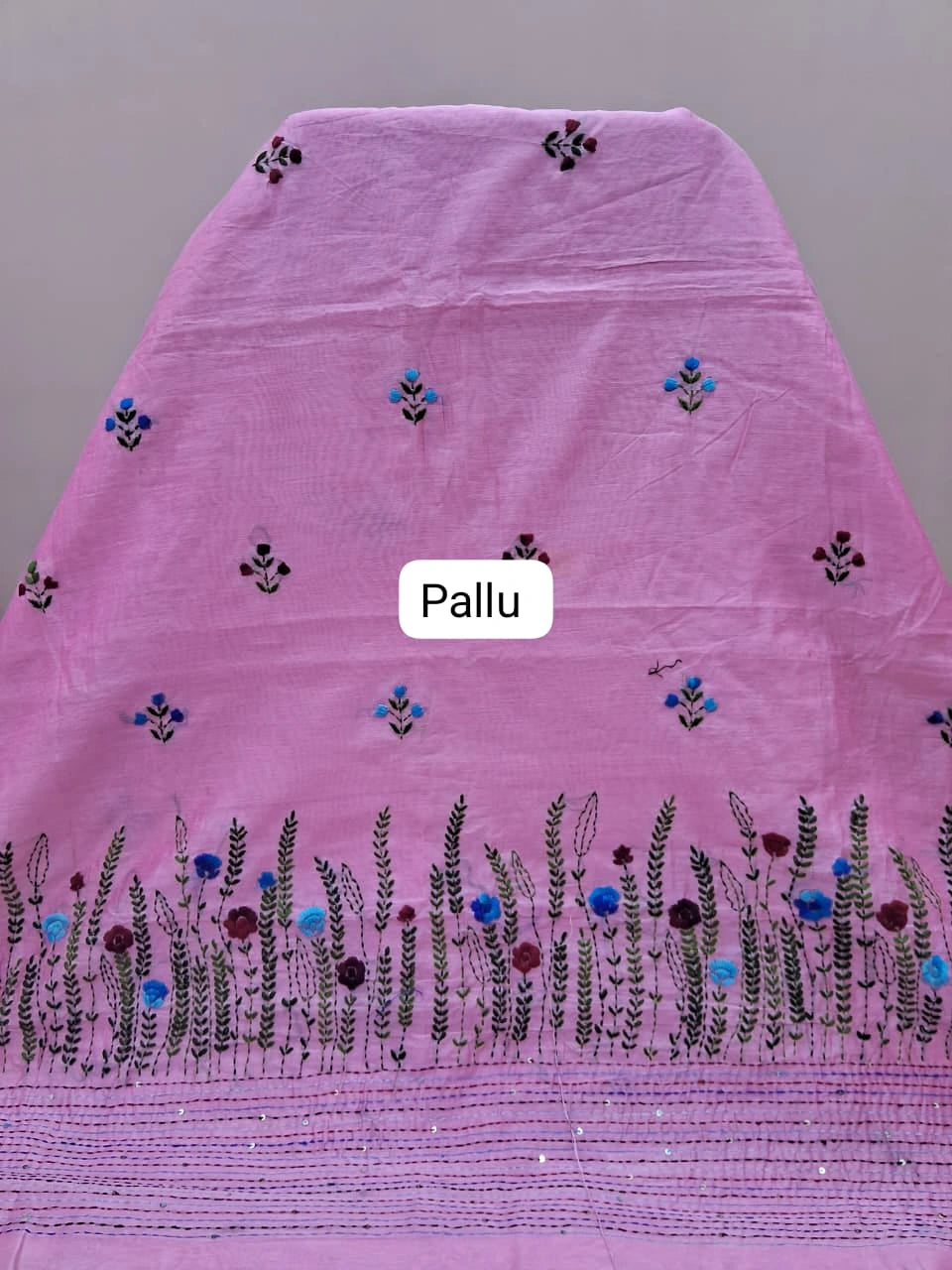 Baby Pink Khadhi Cotton Saree Pallu