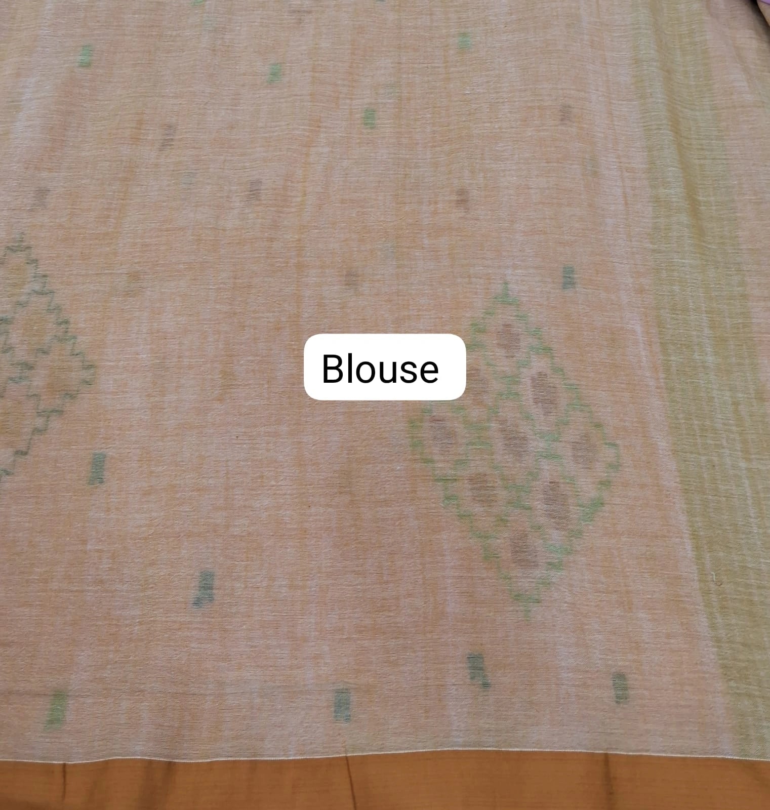 Light Pink Khadi Cotton Saree blouse