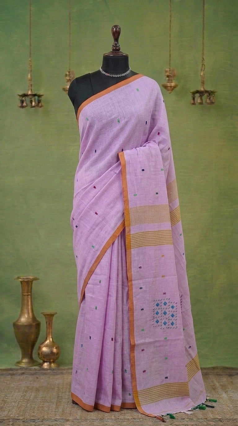 Light Pink Khadi Cotton Saree