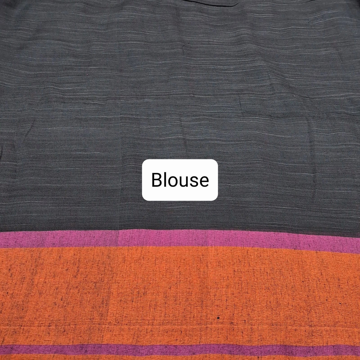 Black Khadhi Cotton Saree Blouse