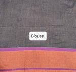 Dark Chocolate Brown Khadhi Cotton Saree Blouse