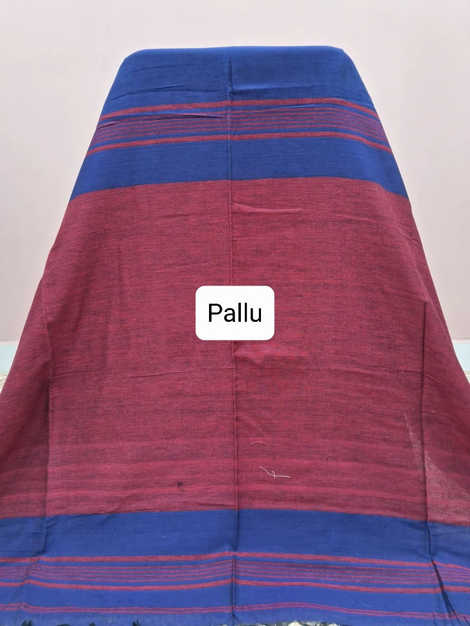 Royal Blue Plain Khadhi Cotton Saree Pallu