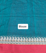 Peacock Green Plain Khadhi Cotton Saree Blouse