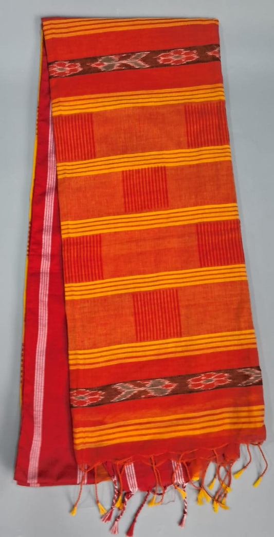 Mustard Yellow Khadi cotton saree