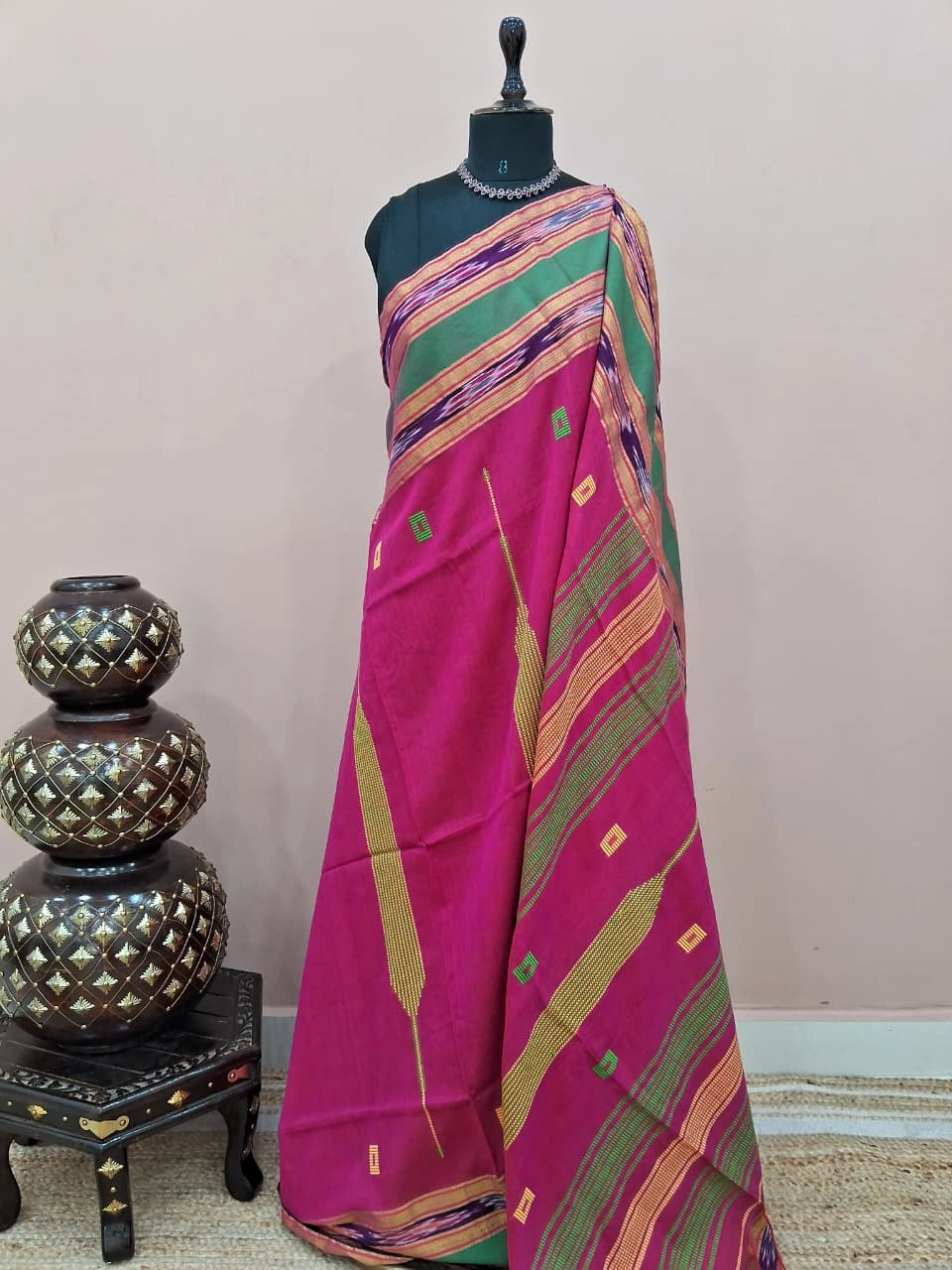 Rani Pink Khadhi Cotton Saree